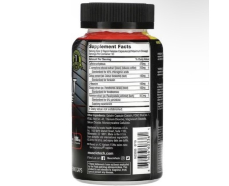 HydroxyCut Hardcore Elite 100ct Muscle Tech PL Suplementos