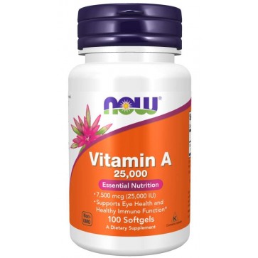 Vitamin A 25,000 100 Softgels NOW