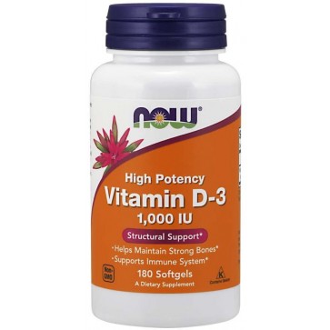 Vitamina D3 1000 IU 180 Softgels NOW Foods