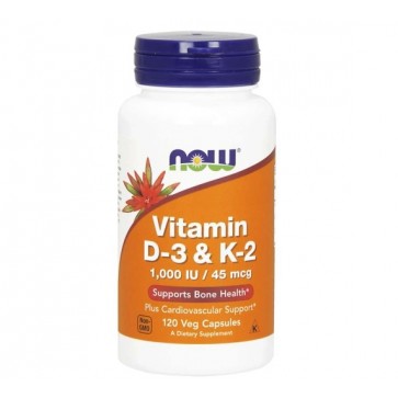 Vitamina D3 + K2 120 vcaps NOW Foods