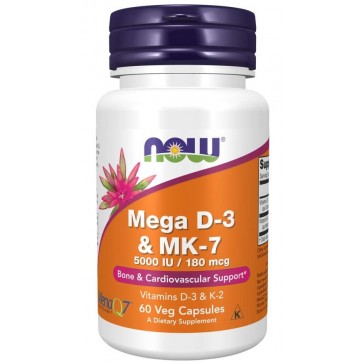 Mega D3 & MK7 60 Veg Capsules  NOW 