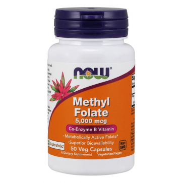 Methyl Folate 5000 mcg 50 Veg Capsules NOW Foods
