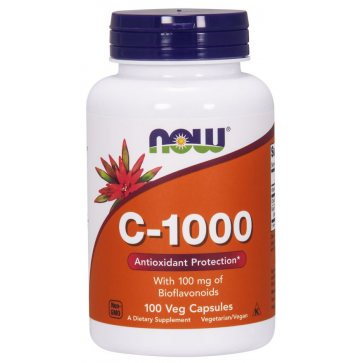 Vitamina C 1000 100 Veg Caps com 100mg Bioflavonoids NOW Foods