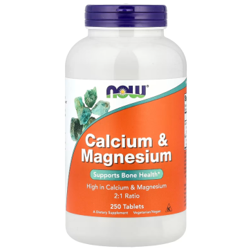Calcium Magnesium, 250 Tablets Now foods
