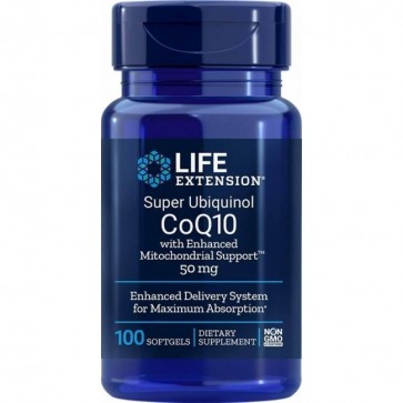 Super Ubiquinol CoQ10 com Enhanced Mitochondrial Support 50mg 100 caps Life Extension