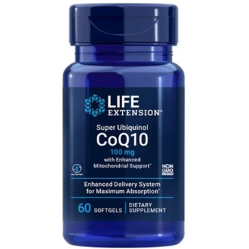 Super Ubiquinol CoQ10 com suporte mitocondrial 100mg 60 softgels LIFE Extension