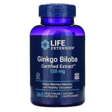 Ginkgo Biloba Certified Extract 120 mg, 365vcaps Life Extension