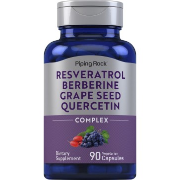 Piping Rock Resveratrol Berberine Grape Seed & Quercetin Complex  90 Capsules