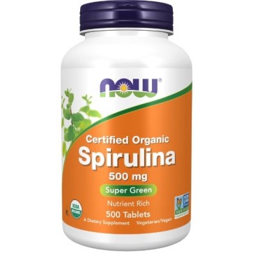 Spirulina 500 mg Organic, 500 Tablets NOW Foods