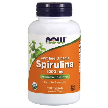 Spirulina 1000 mg 120 Tablets, Certified Organic NOW Foods