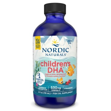 Children DHA 8oz 237ml sabor morango NORDIC Naturals