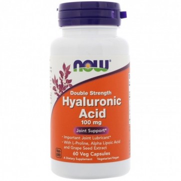 Hyaluronic Acid Ácido hialuronico Double Strength 100 mg 60 Veg Capsules NOW foods