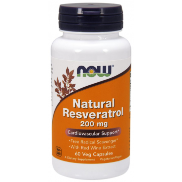 Natural Resveratrol 200 mg 60 Veg Capsules NOW Foods
