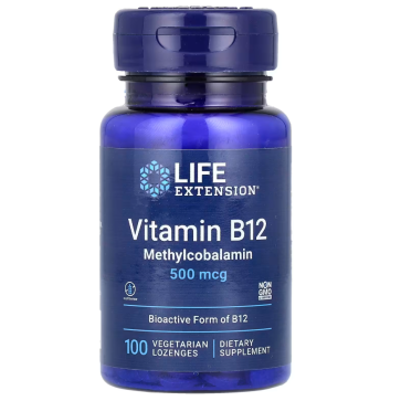 Vitamin B12 Methylcobalamin 500 mcg, 100 vegetarian lozenges Life Extension