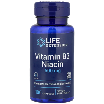 Vitamin B3 Niacin 500 mg, 100 capsules Life Extension