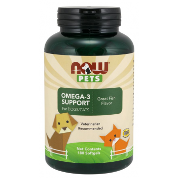 Omega 3 Support for Dogs & Cats para cães e gatos 180 Softgels NOW Pets