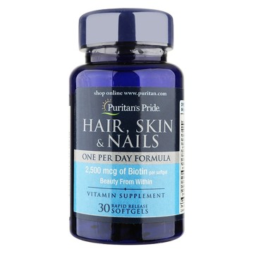 Hair Skin Nails ONE PER DAY FORMULA 30 softgels Puritans