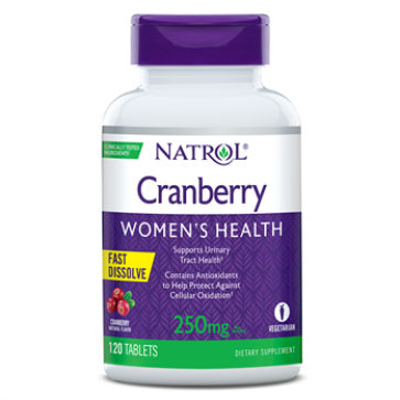 Cranberry Womens Health. 250mg. Cranberry Fast Dissolve Tablets. 120ct Natrol