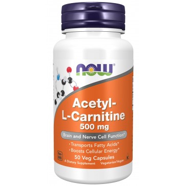 Acetyl L Carnitine 500mg 50 veg capsules Now Foods