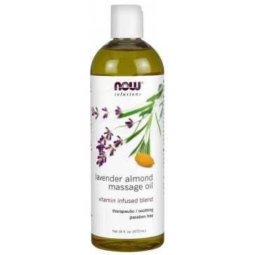 Óleo De Massagem De Amêndoa De Lavanda 16oz 473ml NOW Foods - validade 03/22