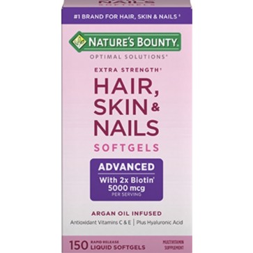 Hair Skin Nails Extra Strength -150 Softgels NATURES Bounty Optimal Solutios