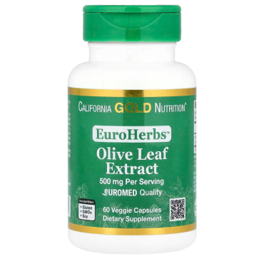 EuroHerbs, Olive Leaf Extract, Euromed Quality, 500 mg, 60 Veggie Capsules California Gold Nutrition
