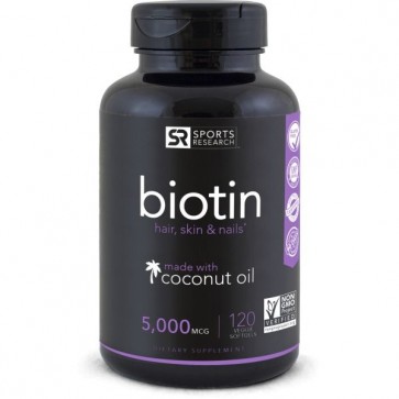 Biotin 5000mcg 120  Veggies Softgel SPORTS Research  validade:10/2022
