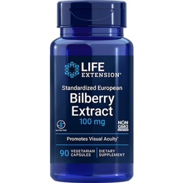 Standardized European Bilberry Extract, 100 mg, 90 Vcaps  Life Extension