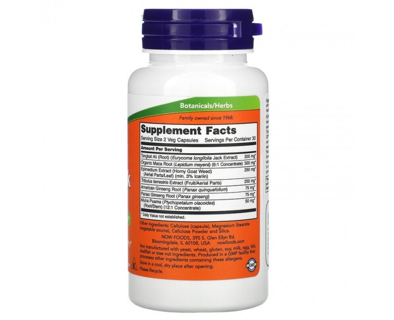 TestoJack 200 60 Veg Capsules NOW Foods - PL Suplementos