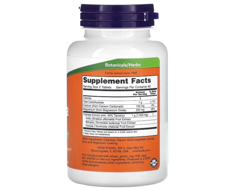 Triphala 500 mg 120 Tablets NOW PL Suplementos