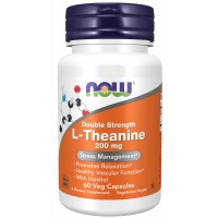 L Theanine Double Strength 200 mg 60 Veg Capsules NOW Foods