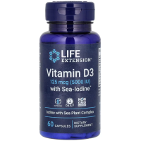 Vitamin D3 with Sea-Iodine, 125 mcg (5,000 IU), 60 Capsules Life Extension