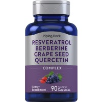 Piping Rock Resveratrol Berberine Grape Seed & Quercetin Complex  90 Capsules