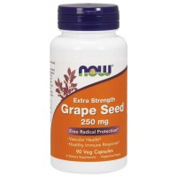 Grape Seed semente de uva Extra Strength 250 mg 90 Veg Capsules NOW Foods Vencimento 03/2021