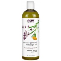 Óleo De Massagem De Amêndoa De Lavanda 16oz 473ml NOW Foods - validade 03/22