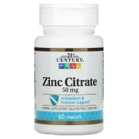 Zinc Citrate, 50 mg, 60 Tablets 21st Century