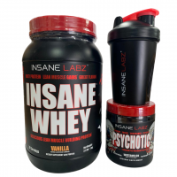 Whey Protein Vanilla (baunilha) + Psychotic Red + coqueteleira 